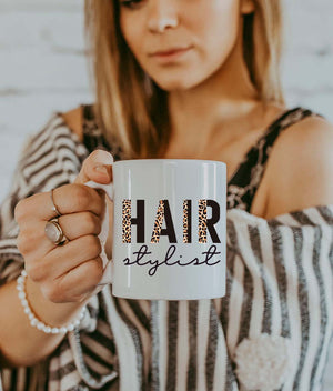 Hair Stylist-Half Black Leopard-Hair Mug
