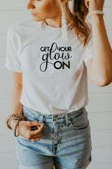 Womens's White Get Your Glow On Shirt